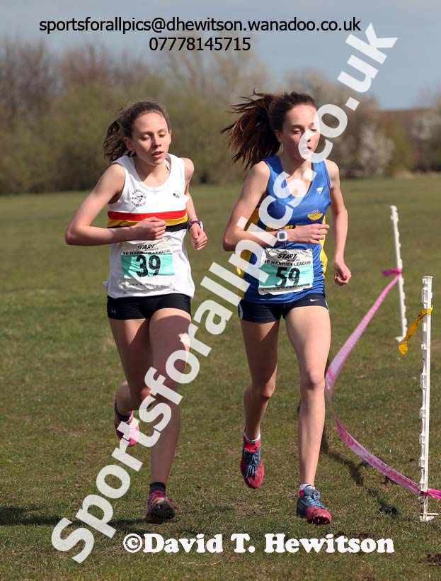 Under-17 and 20s women from left to right: Rosie Murton (Alnwick) and Sophie Burnett (Birtley) during the NEHL, Wrekenton, Gateshead. 2014 NEH, Wrekenton. Photo: David T. Hewitson/Sports for All Pics